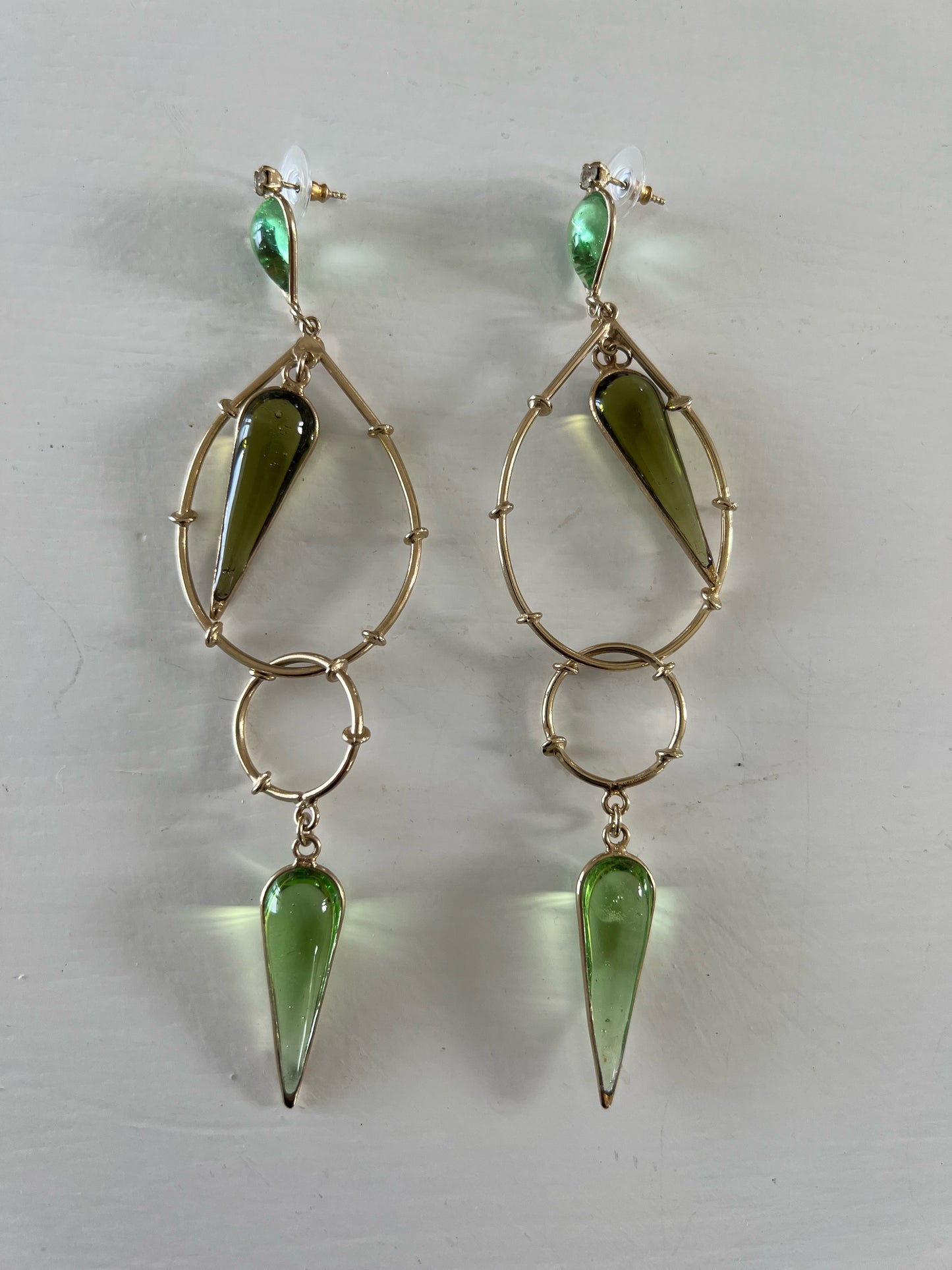 Earrings -   Bamboo Celeste Long green