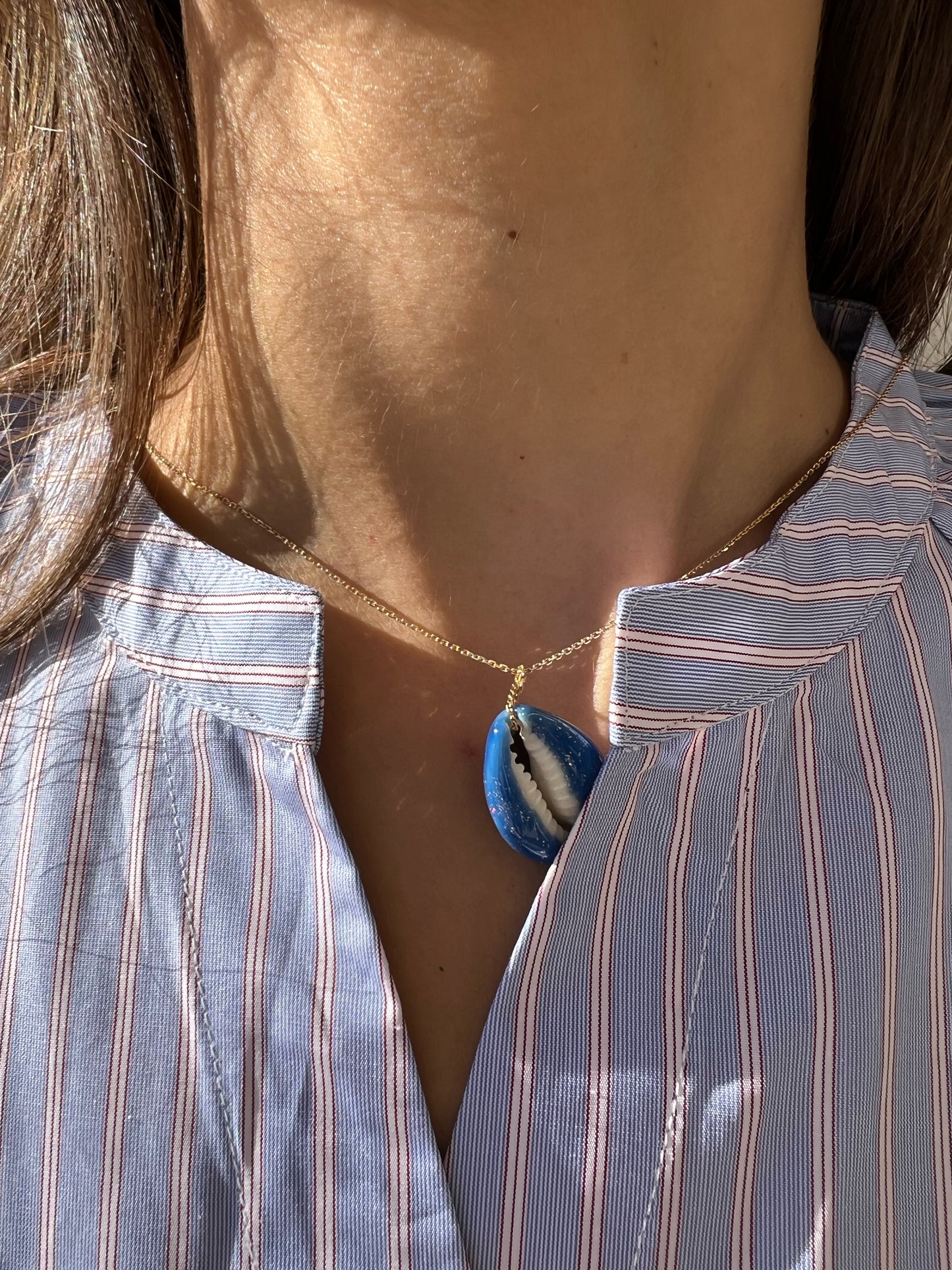 Necklace - Fine jewelry Collier MERCO Bleu Cosmique Paillette laqué