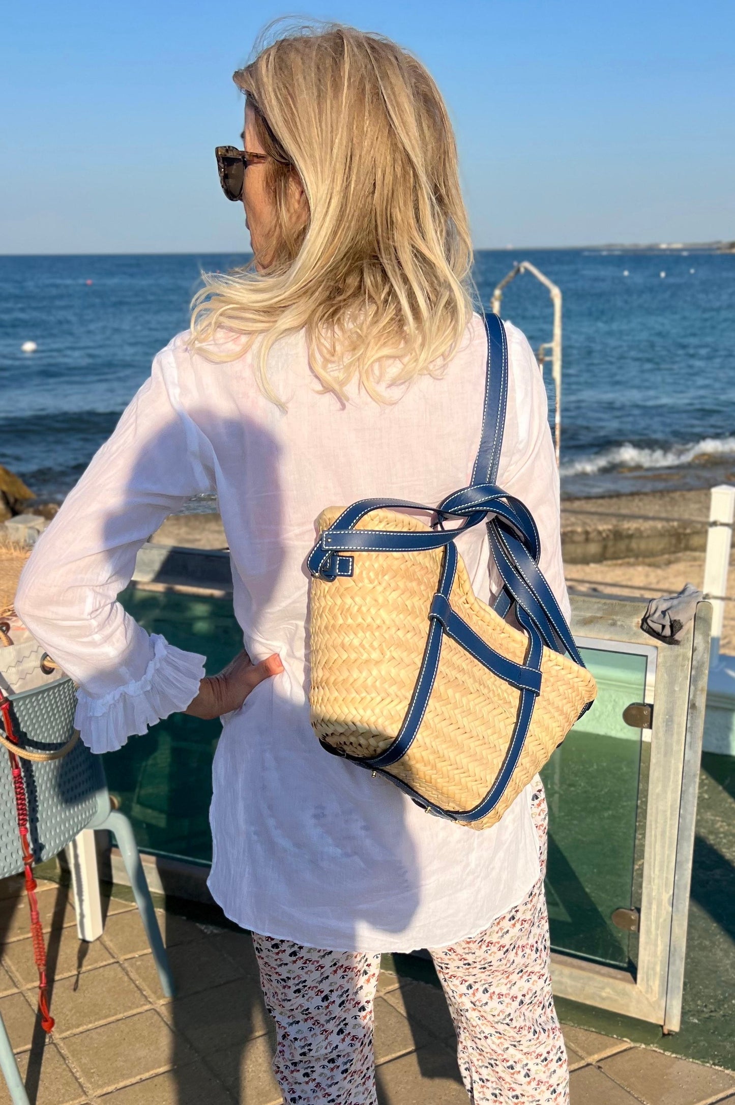 Borsa - Zaino CORFU Palm Naturale/Blu