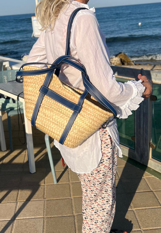 Borsa - Zaino CORFU Palm Naturale/Blu