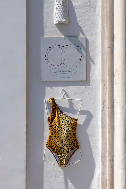 Maillot de bain - Maillot de bain Vic à une épaule Léopard noir