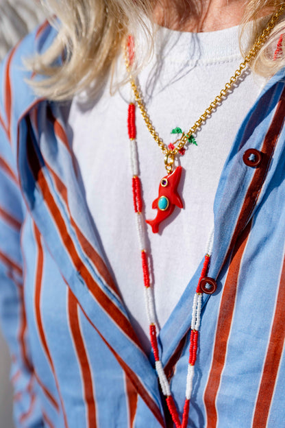 Necklace- Dolphin Synthetic Red