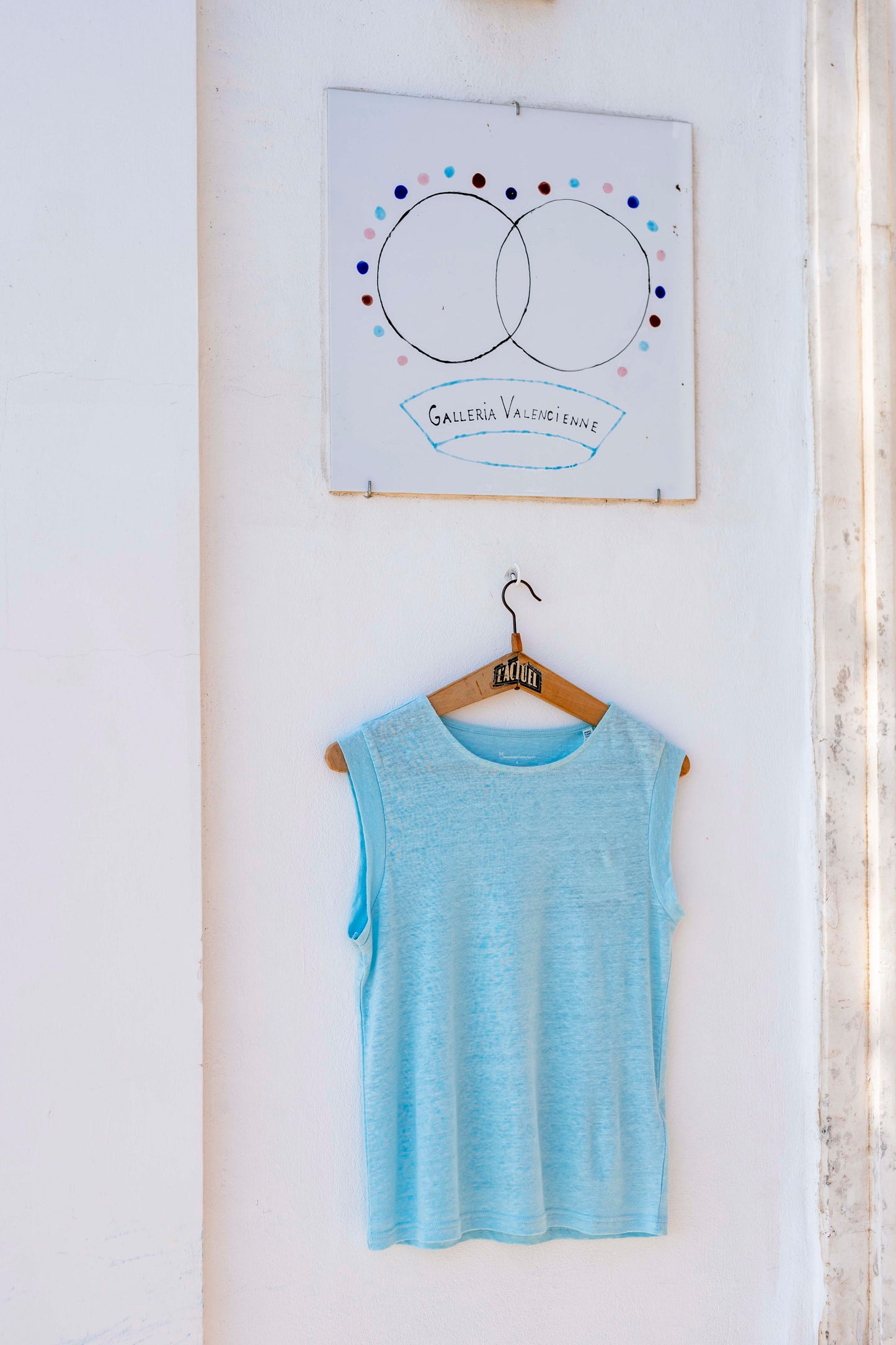 T-shirt Women - Sleeveless Linen Sky Blue tee shirt
