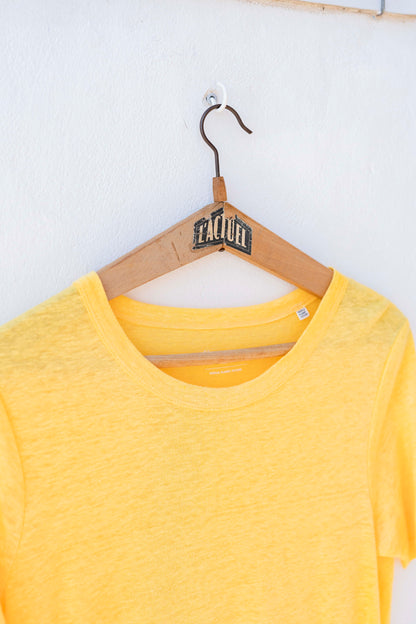 Dress Women -  Linen T Shirt Dress Yellow