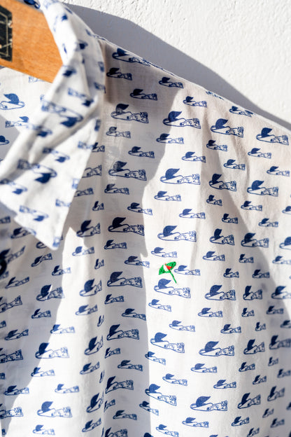 Chemise de pyjama pour femmes - Chemise Mela Sirena GV avec logo et ombrellone brodé