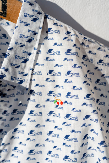 Chemise de pyjama pour femmes - Chemise Mela Sirena GV avec logo et ombrellone brodé