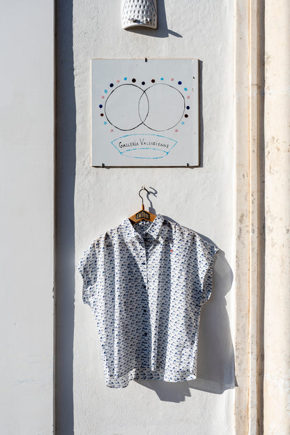 Chemise de pyjama pour femmes - Chemise Mela Sirena GV avec logo et ombrellone brodé