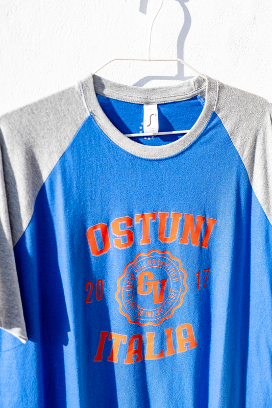 T-shirt - Short Sleeve Grey /Blue Baseball Ostuni Unisex