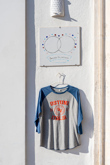 T-shirt - 3/4 Sleeve Blue/Grey Baseball Ostuni Unisex