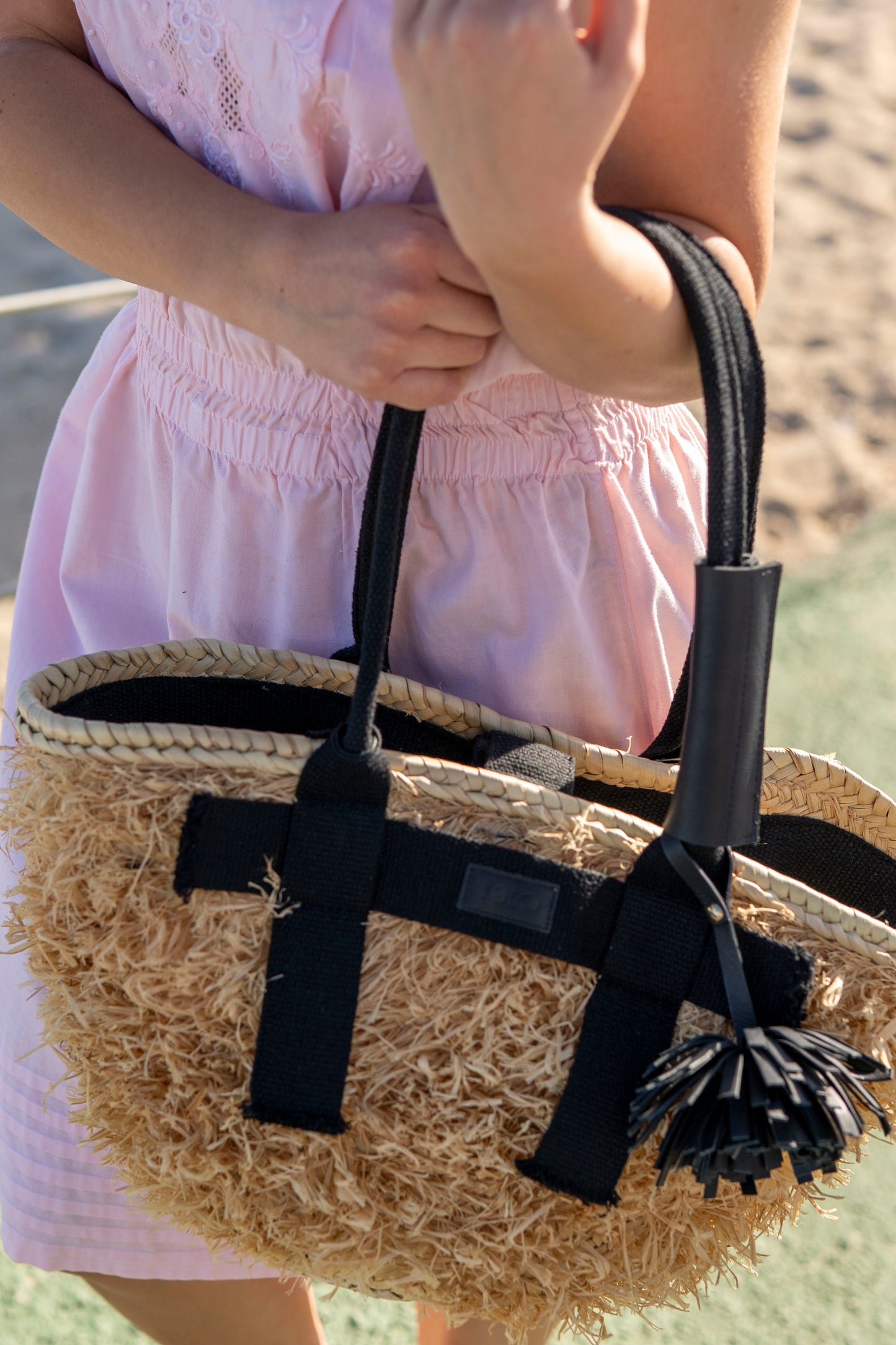 Sac - SAMOS Palm Basket Naturel/Noir