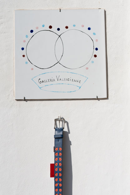 Ceintures - Ceinture en cuir FEUILLES Bleu/Rouge