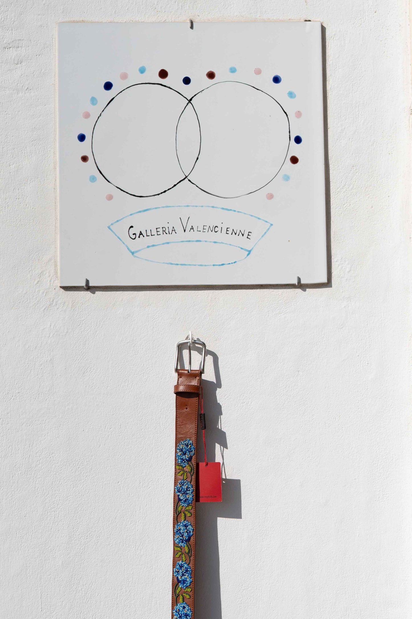 Ceintures - Ceinture en cuir et pain FlOWER Bleu/Cognac