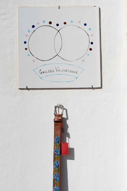 Ceintures - Ceinture en cuir et pain FlOWER Bleu/Cognac