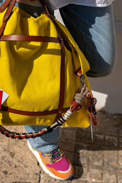 Sac - Sac jaune CANDIDE avec sangle en coton multicolore