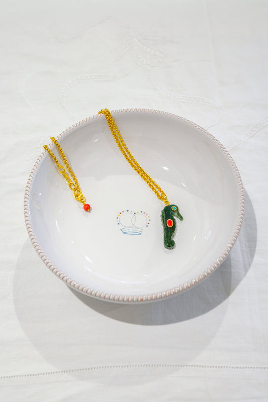 Necklace- Cavalluci Marini White Green Aventurine