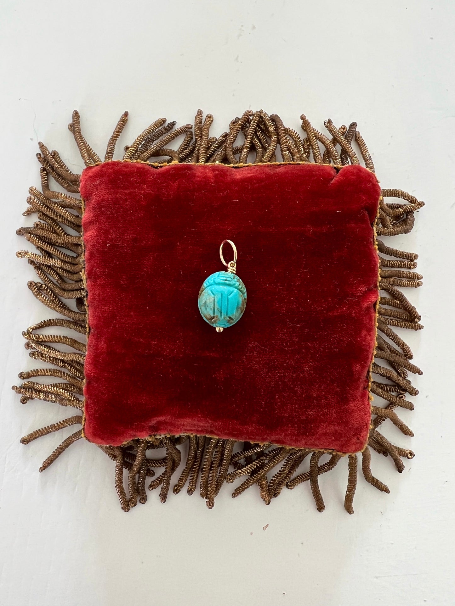 Necklace - Fine jewelry Gold SMALL Scarab Turquoise Pendant