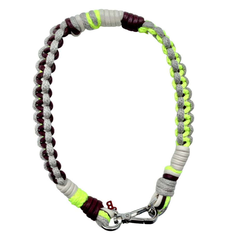 Collier pour chien - Collier pour chien Tarzan macramé Jaune Fluo & Naturel S