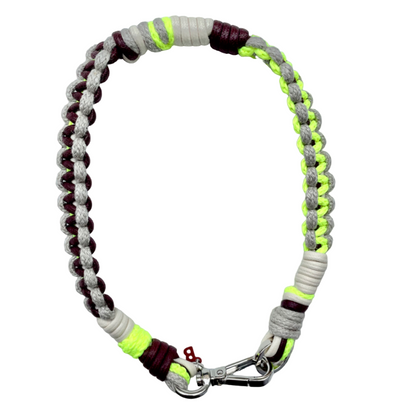 Collier pour chien - Collier pour chien Tarzan macramé Jaune Fluo & Naturel S