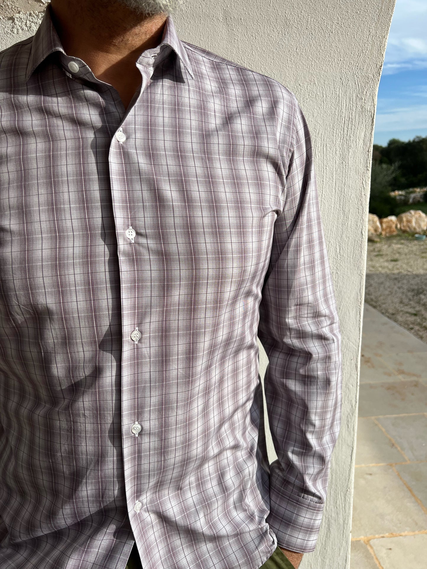 Shirt Men - Classic Madras Plum