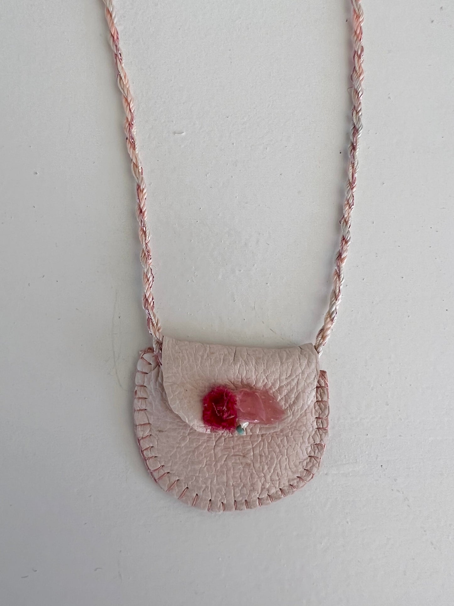 Necklace - Adjustable Pouch Necklace Pale pink
