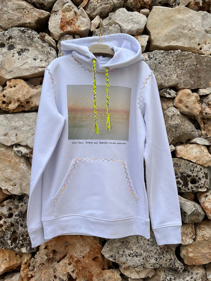 Felpa con cappuccio - Miami ricamata giallo fluo