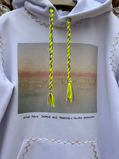 Felpa con cappuccio - Miami ricamata giallo fluo