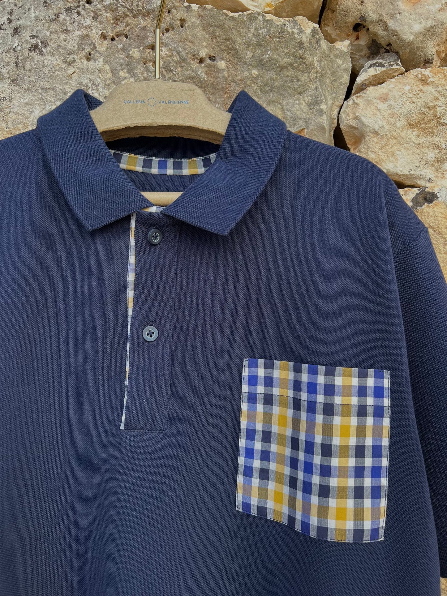 Polo GV - Navy Blue Checkered Print