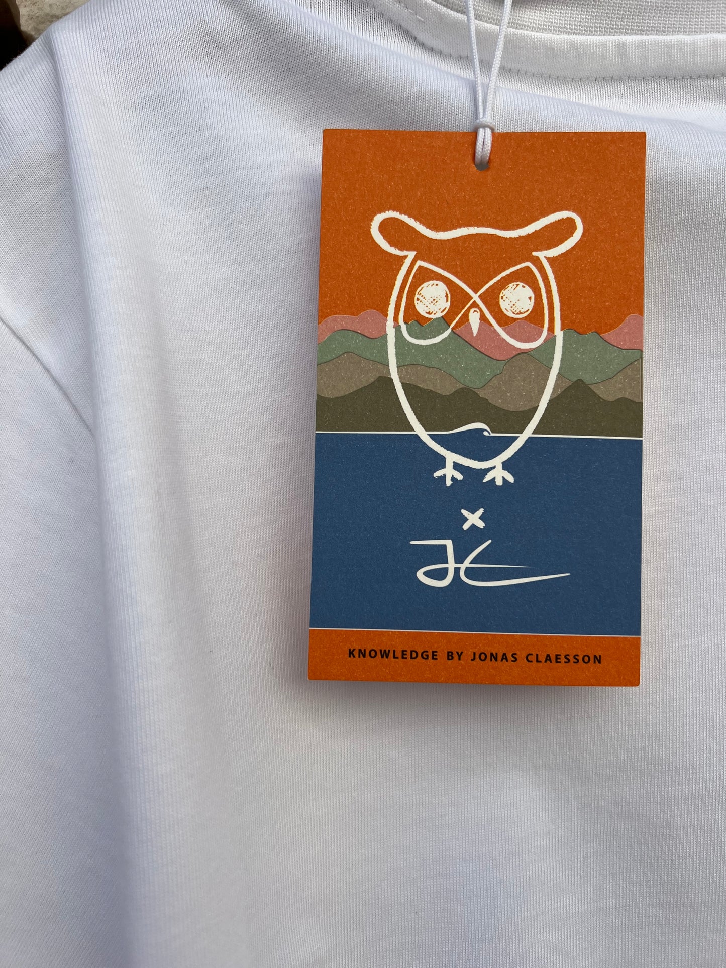 T-Shirt Men - White with Big Owl Orange