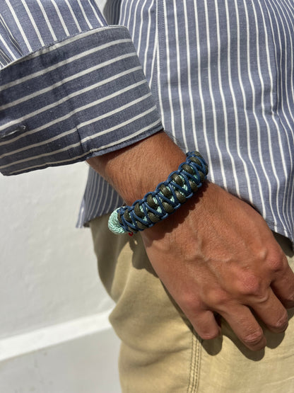 Bracciale - Uomo Bracciale Emil Macramè Turchese e Blu