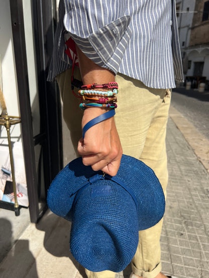 Chapeau - VIGNOLE Petit Fedora en Raphia Bleu