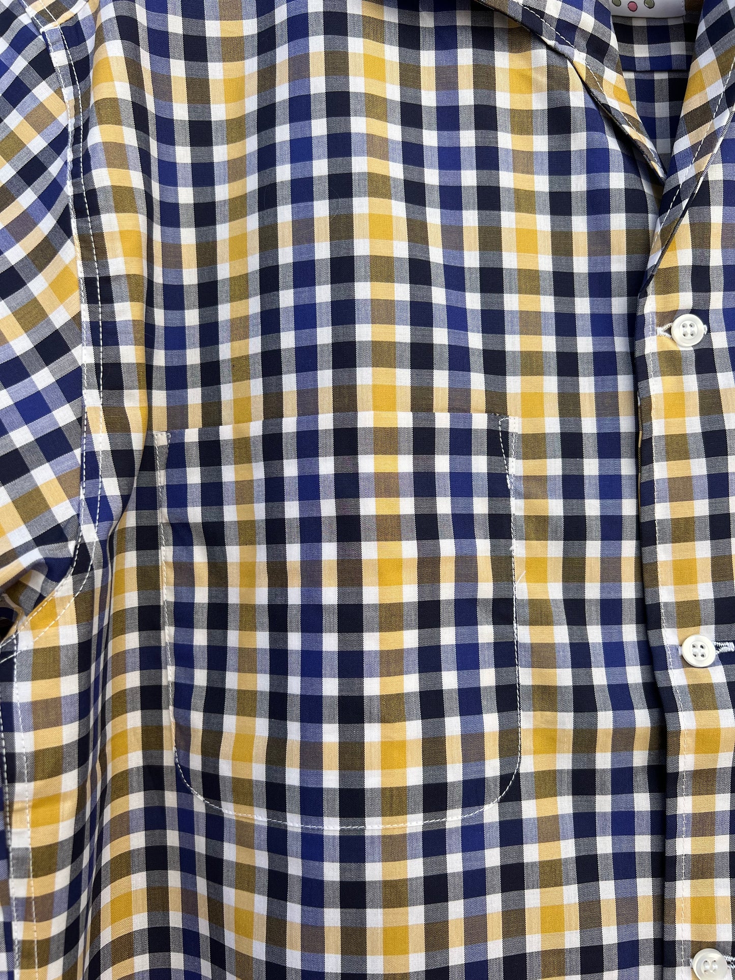 Shirt Men - Checked Blue and yellow short-Sleeve-Shirt