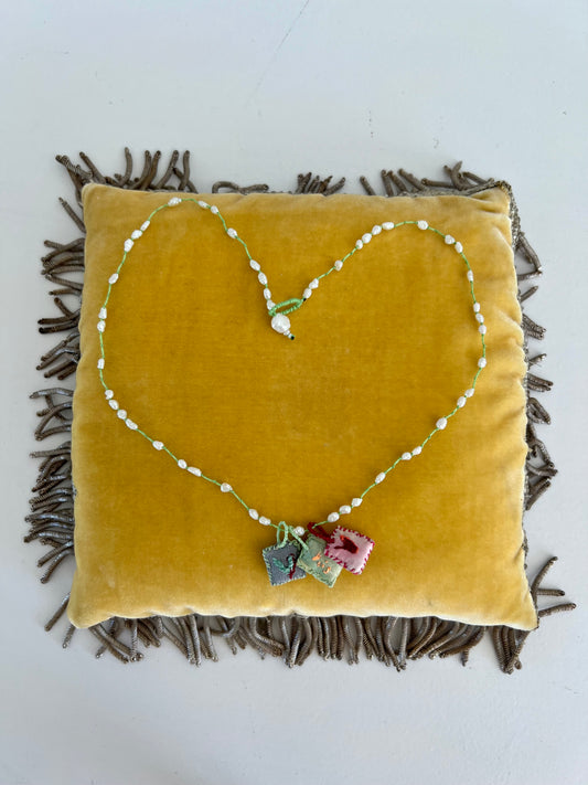 Necklace - Sophia Mother pearl necklace With Pastel Blue, Pink, green Cushions