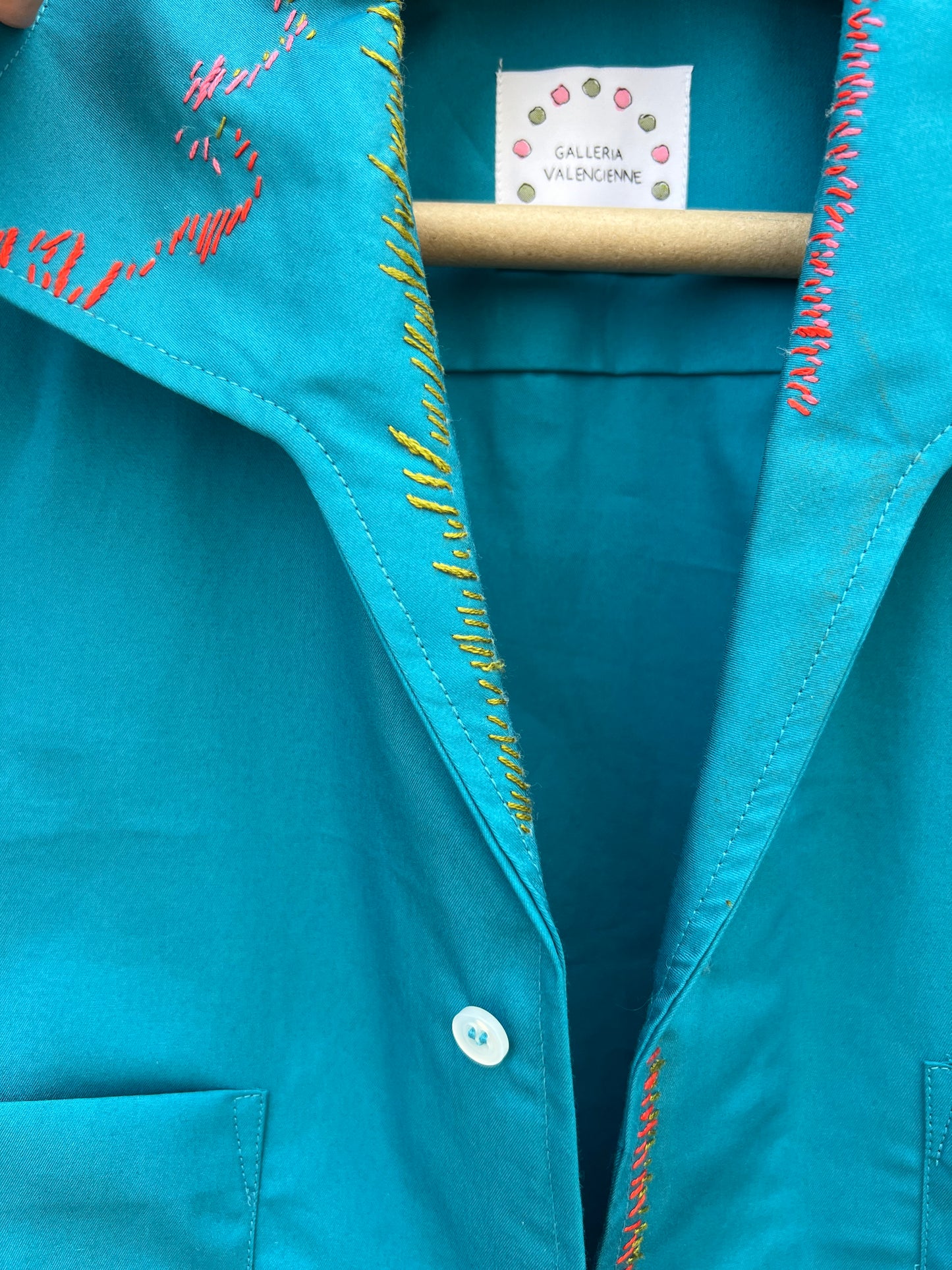 Shirt Men - Embroidered Royal Turquoise Blue