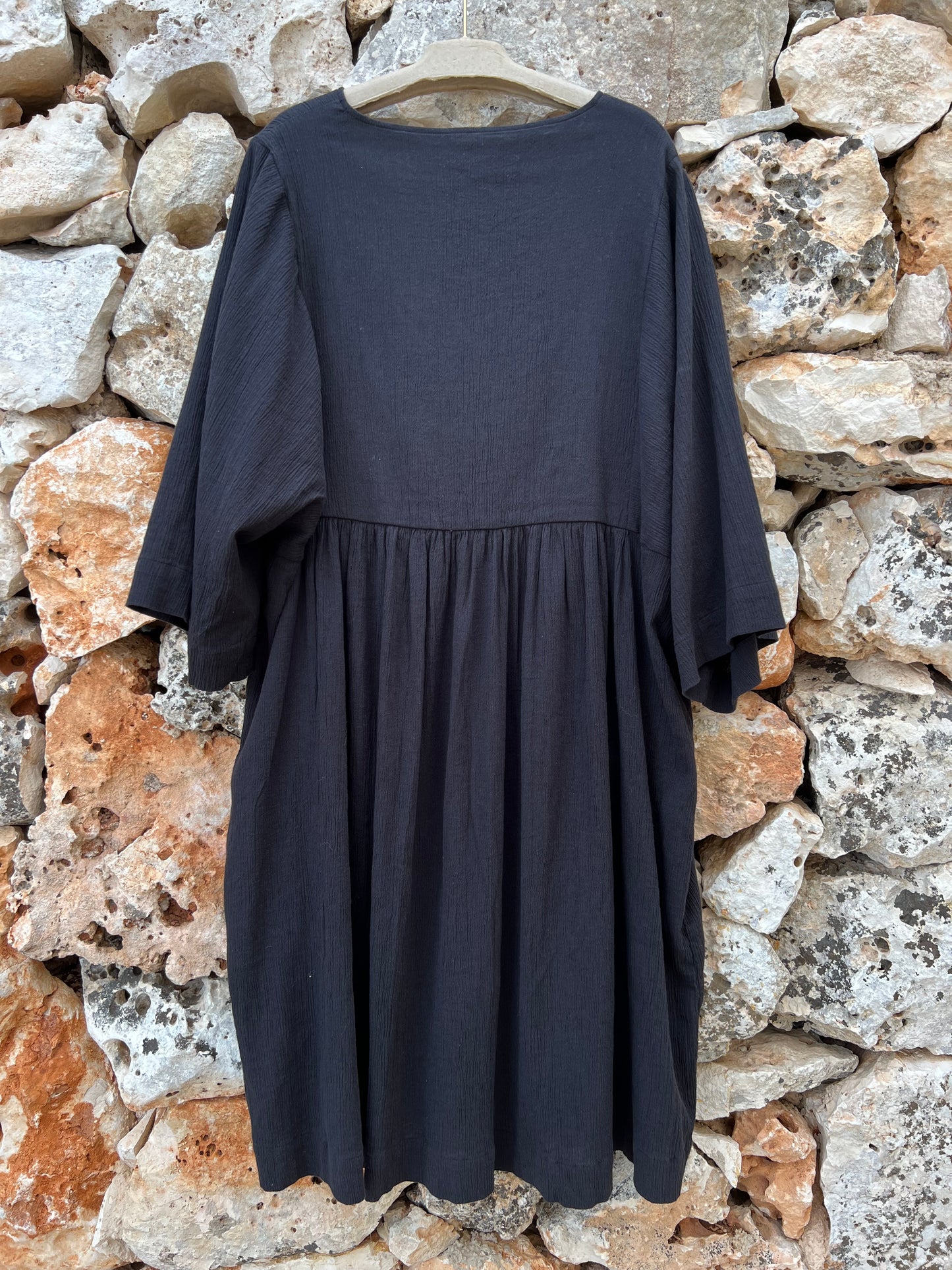 Dress - Cotton A Crepe Shape Black Jet