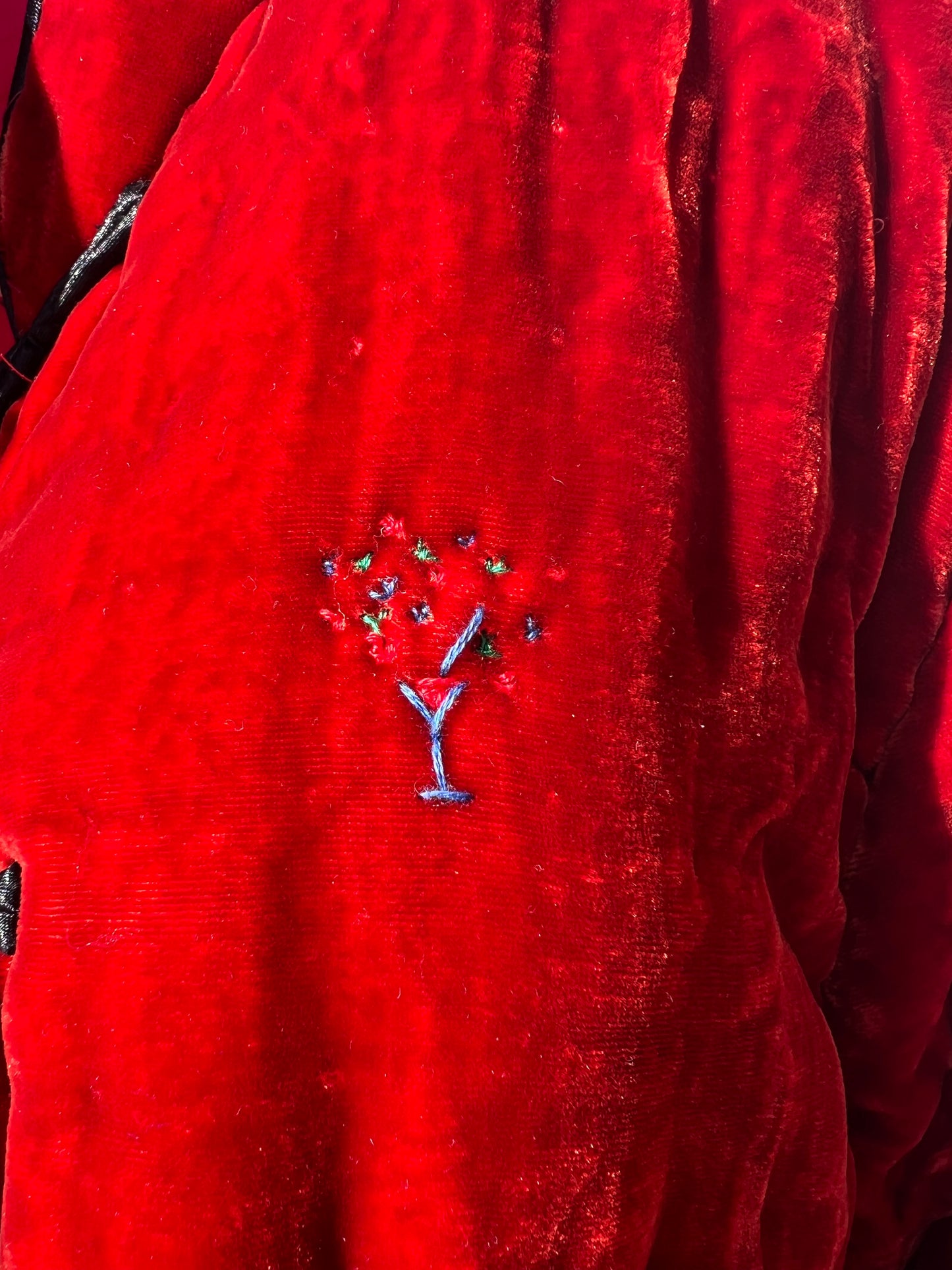 Veste Femme - Veste en velours de soie citrouille/fuchsia avec broderie à la main