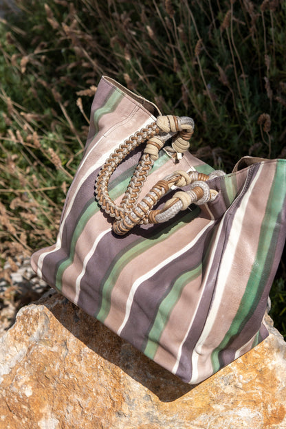 Bag - Medium Bag Leather With Hand Painted Lines