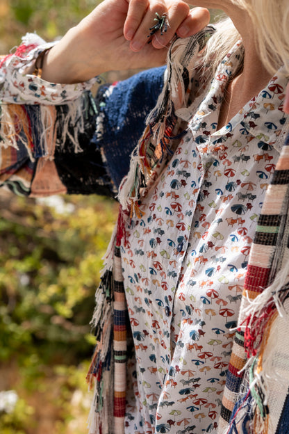 Pajamas Shirt Women -   Ombrelloni with White embroidery