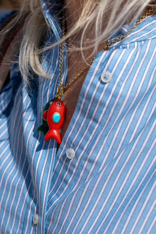 Necklace- Fish Synthetic Red