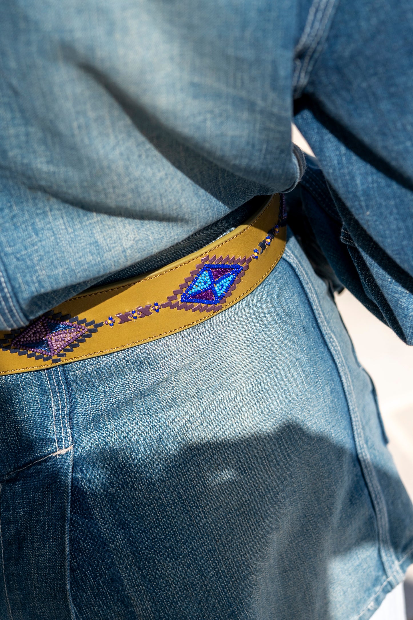 Ceintures - Ceinture en cuir CHEROKEE Violet Bleu / Pistache