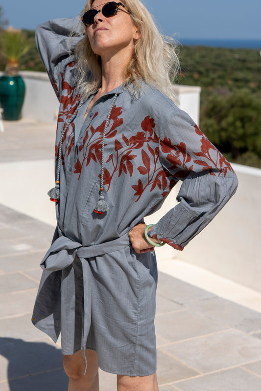 Dress - Charlie Short Dress Orchids Combo  Mineral Blue/Potterclay