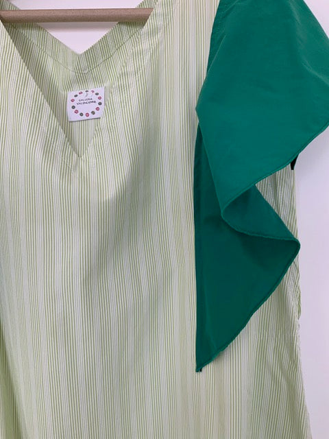 Dress - FARFALLE - Green & Green Stripes