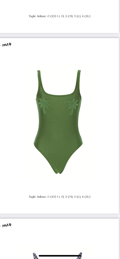 Swimsuit - Ginevra Swimsuit Ivory and Lurex Palm