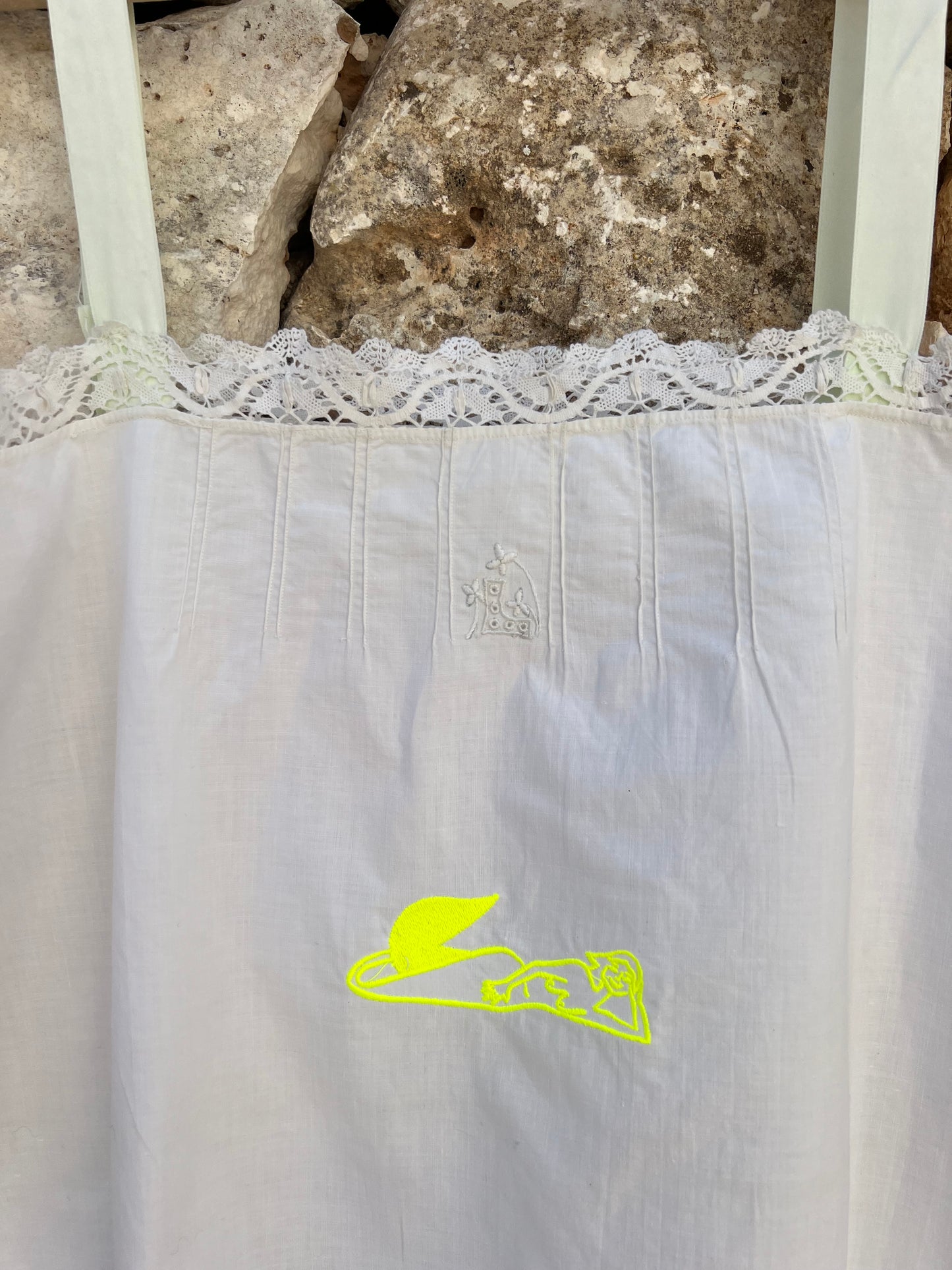 Vintage Embroidered Beach Dress - yellow fluo Mermaid