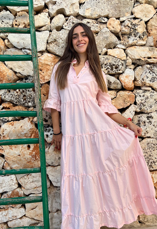 Dress - Chiara Embroidered powder pink