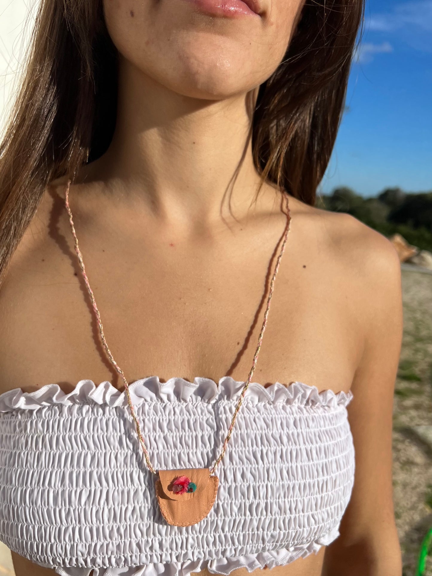 Necklace - Adjustable Pouch Necklace Peach