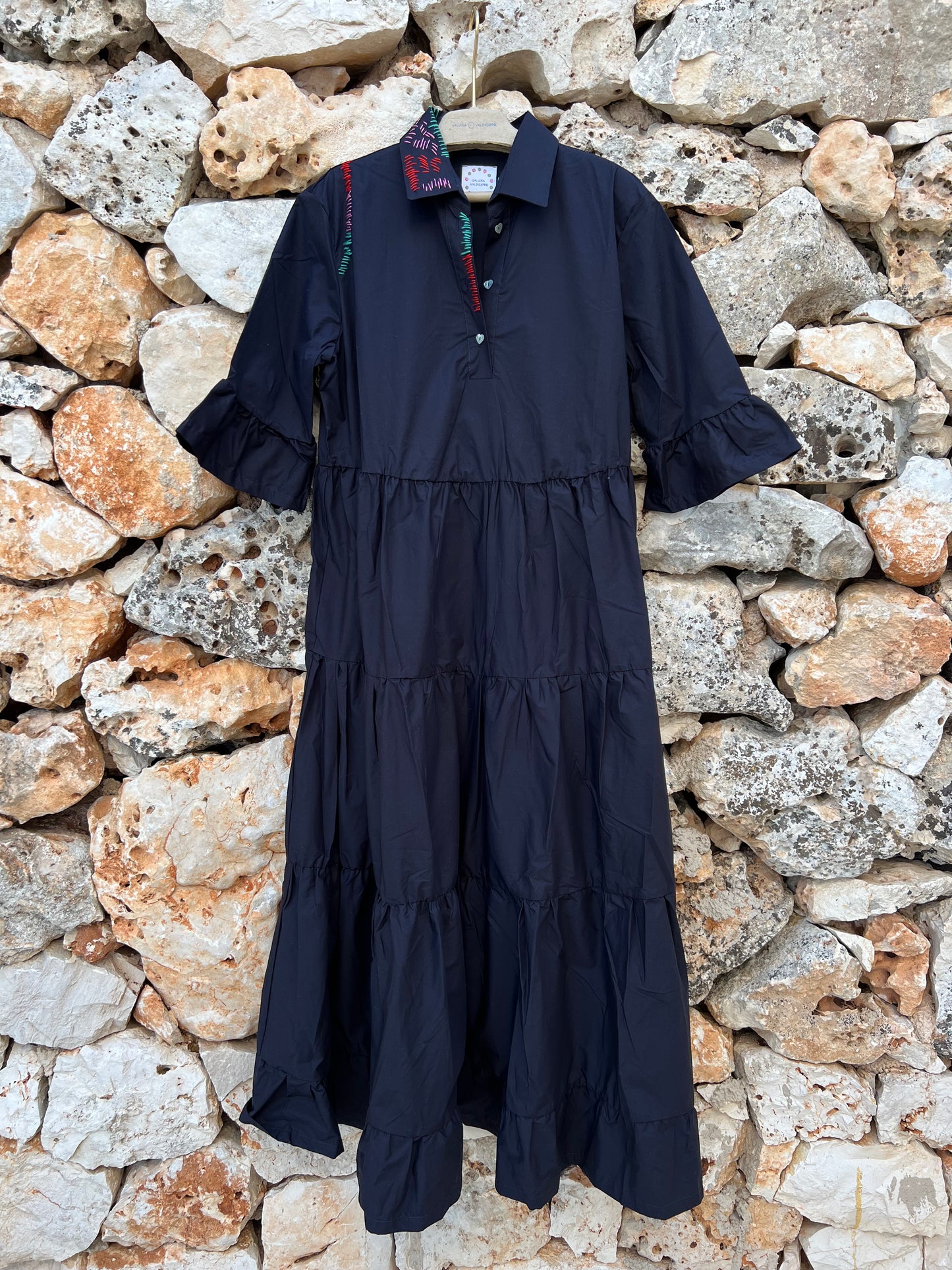 Dress - Chiara Embroidered night blue