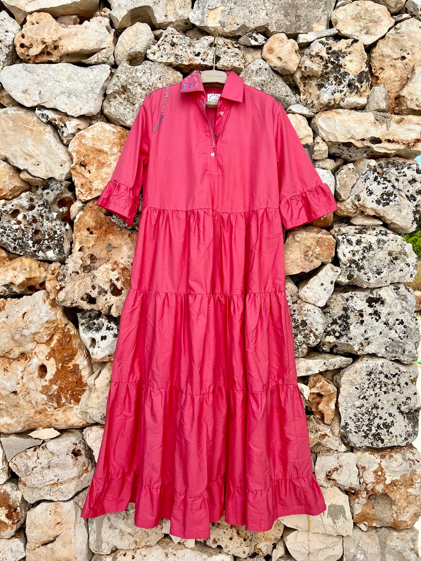 Dress - Chiara Embroidered Raspberry Pink