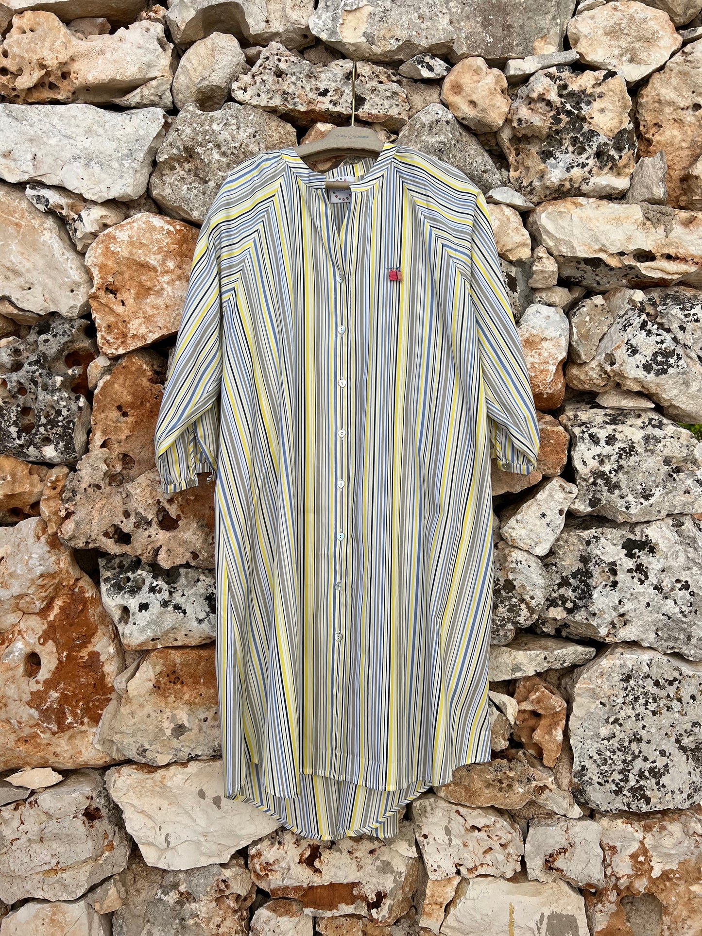 Dress - Simonetta yellow blue grey stripes