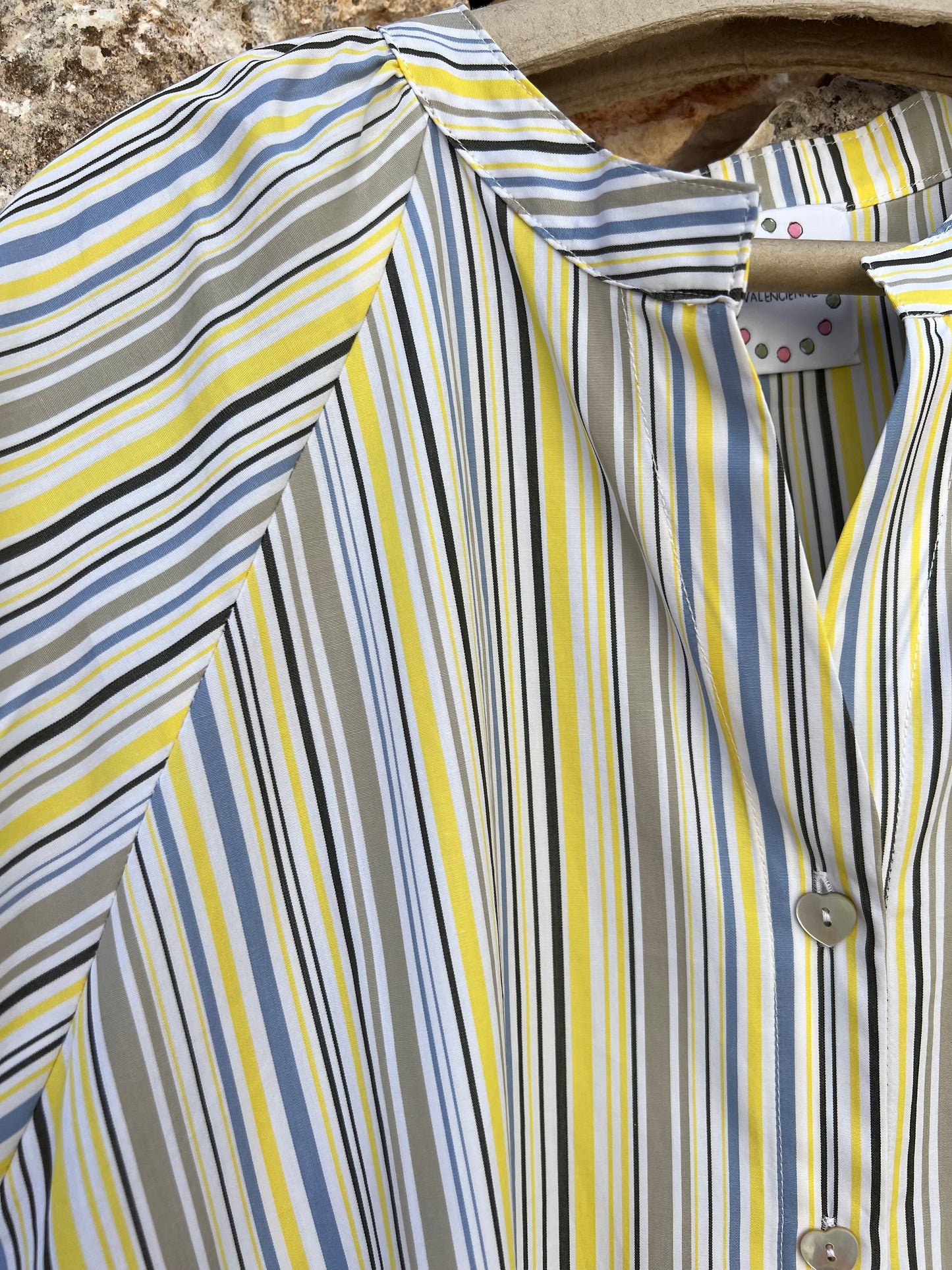 Dress - Simonetta yellow blue grey stripes