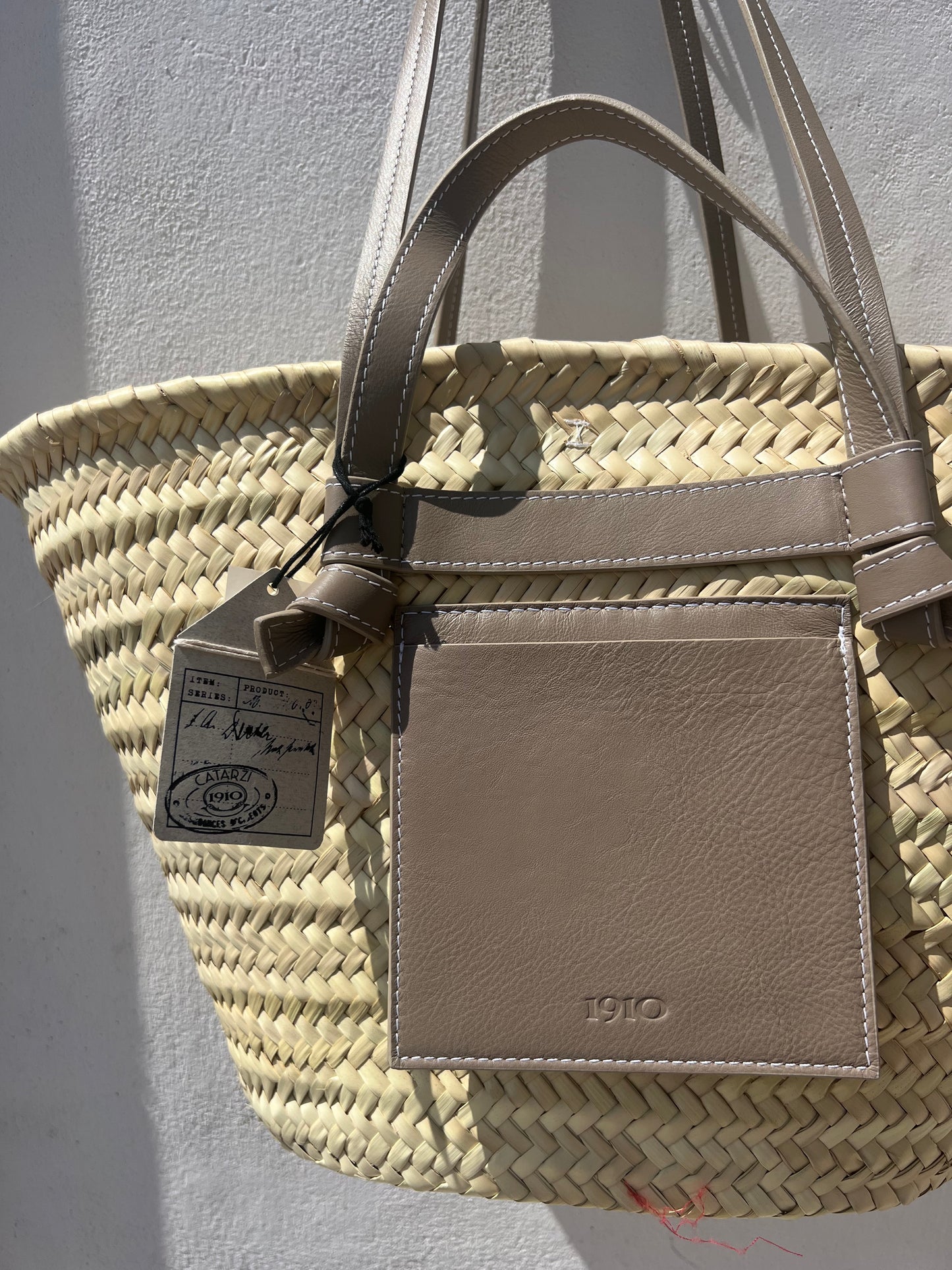 Borsa - ITACA Cestino grande in palma naturale/tortora